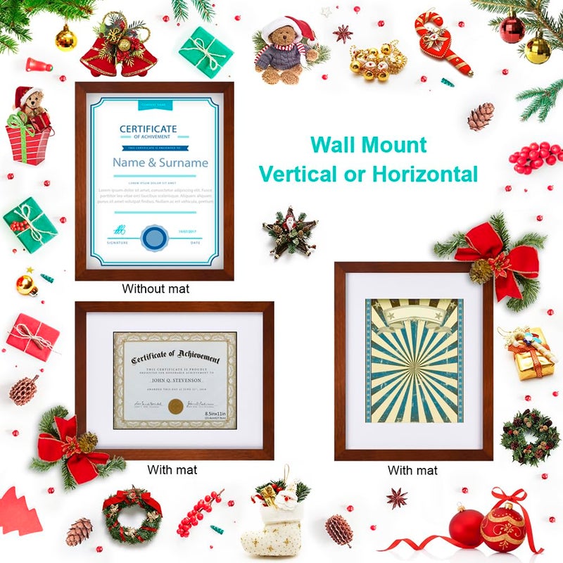RPJC Document Frame Certificate Frames Made of Solid Wood High Definition Glass and Display Diplomas 8.5x11 with Mat or 11x14 Inch Without Mat Picture Frame Brown - Image 3